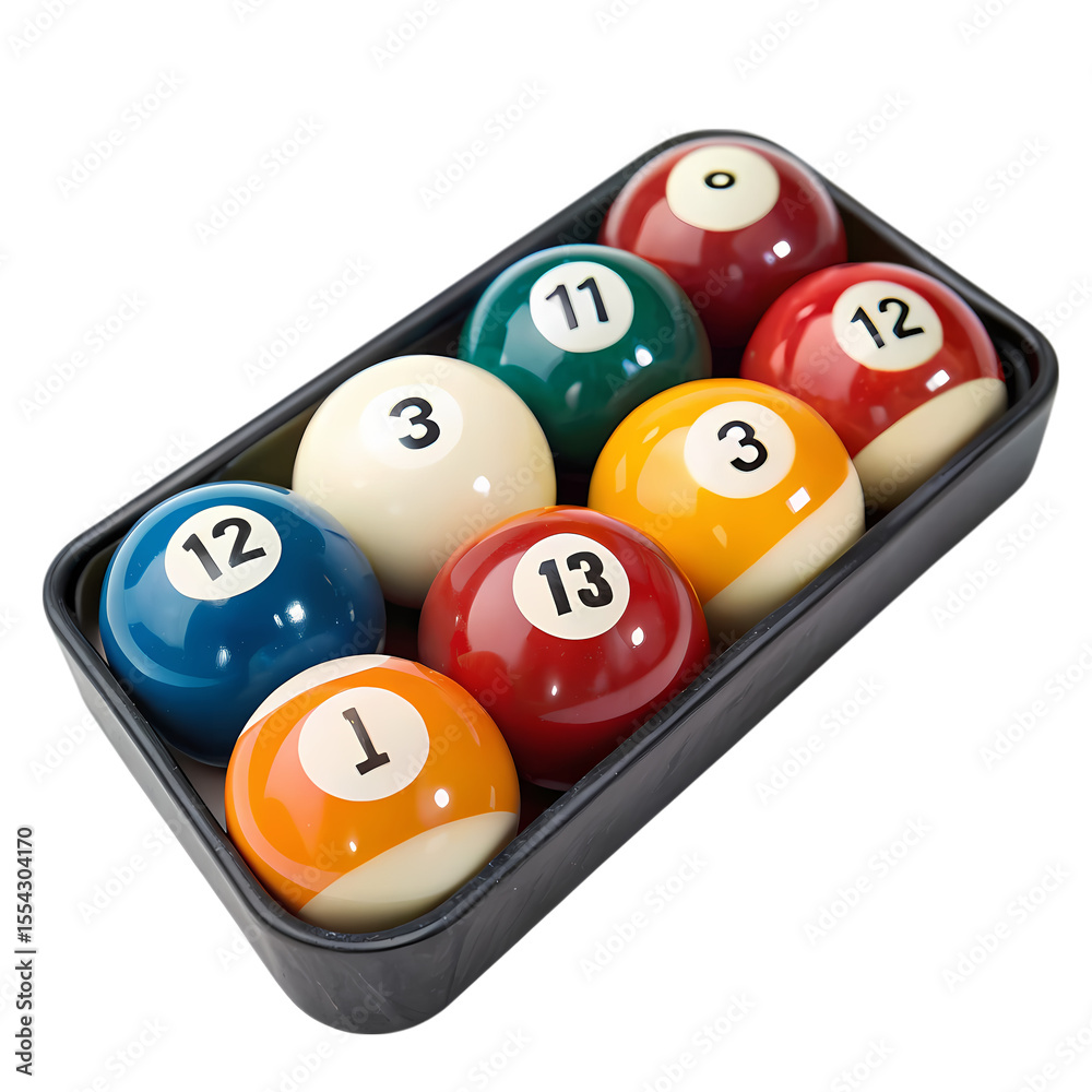 Naklejka premium Professional Billiards Balls in Case Closeup View on transparent background