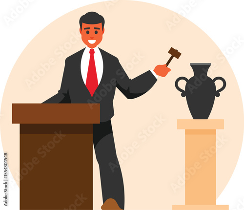 Auction Concept | Vector illustration representing the concept of an auction, featuring bidding, gavel, and competitive offers. Ideal for themes related to online auctions, sales, legal processes,