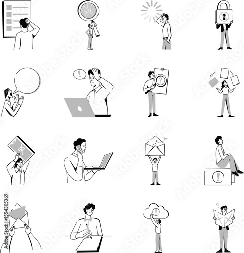 Set of Error States Drawing Style Illustrations 
