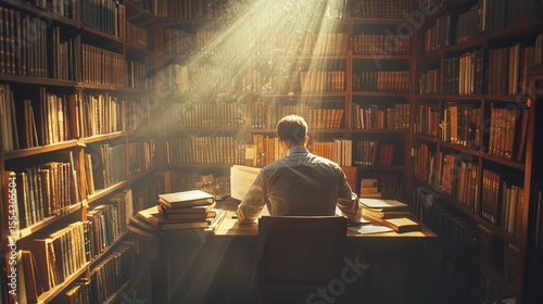 Librarian performs his work professionally at his workplace, he loves his job very much