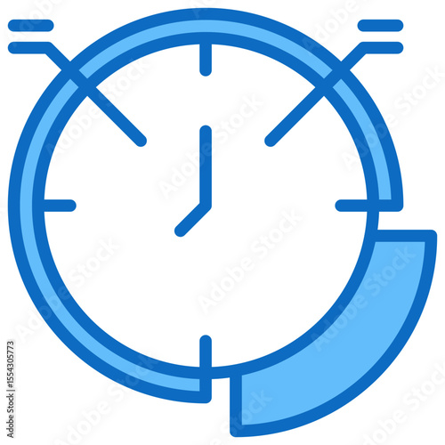 Time Block - Blue Fill Outline Style Icon - segmented clock face, symbolizing time blocking or schedule management