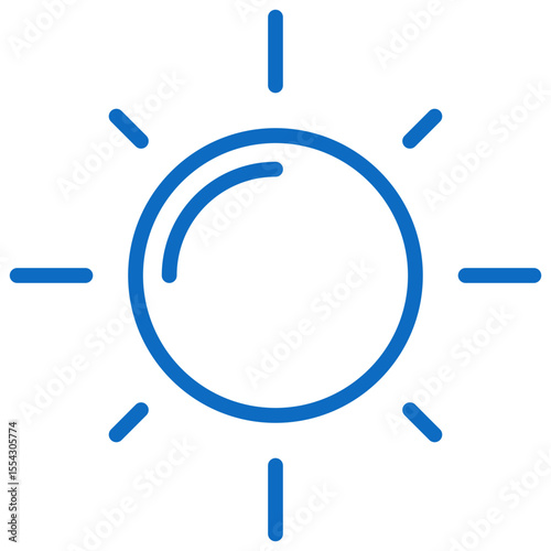 Sunlight - Blue Fill Outline Style Icon - shining sun symbol, indicating daylight, brightness, or natural energy