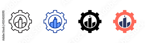 Industrial icon sheet multiple style collection