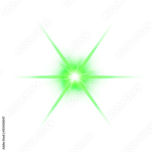 Vibrant Green Light Starburst  High-Resolution, Transparent Background Lens Flare for Graphic Design, Photo Editing, and Digital Art Projects