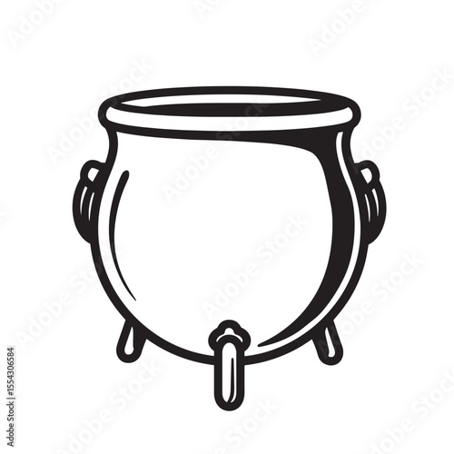 Vintage art silhouette of a witch's cauldron cooking brew for halloween celebrations