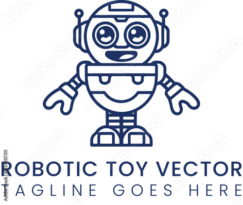 Cartoon robot vector illustration with happy character design