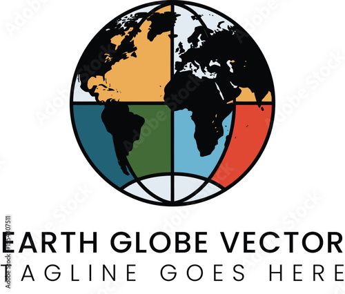 Colorful earth globe vector presents continents and world map
