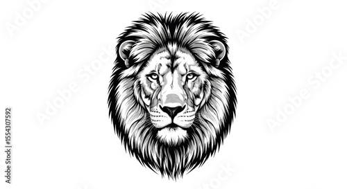 Digital Pixel Art Drawing of a Majestic Lion Face with Detailed Mane Isolated on White Background