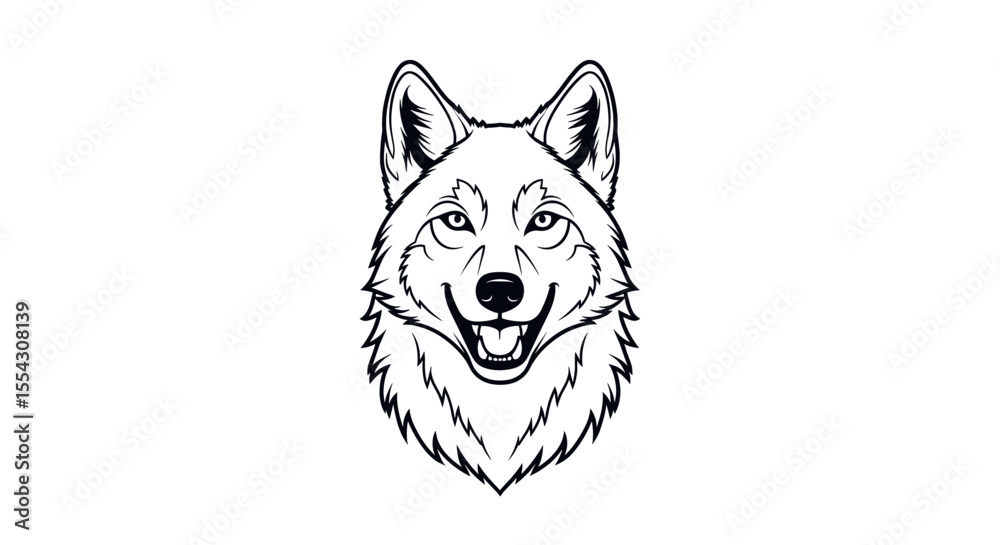 Minimalist Line Art of a Wolf Head in Black and White Graphics Depicting a Canine with a Pixelated Texture on an Isolated White Background Minimalist Line Art of a Wolf Head in Black and White Graphics Depicting a Canine with a Pixelated Texture on an Isolated White Background