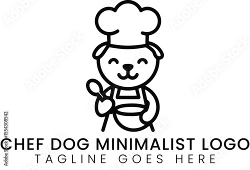 Cute chef dog cartoon illustration with a chef's hat and apron