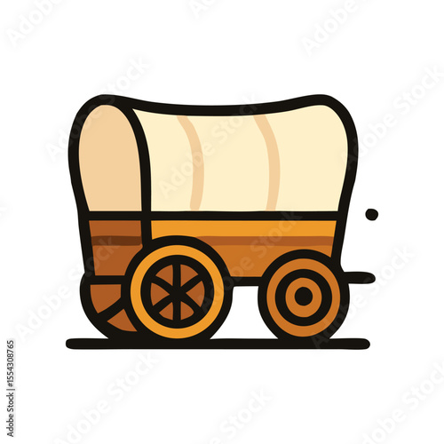 Covered wagon illustration ideal for historical, pioneer, travel, adventure, and old west themed designs for books, posters, and presentations