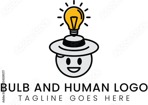 Cartoon avatar with a light bulb idea and a smiling face