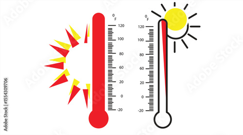 colored thermometer icon, hot, cold vector measurement symbol, eps 10 on white background, vector illustration.

