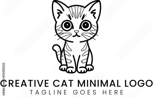 Adorable feline drawing is a minimal cat line art pet illustration