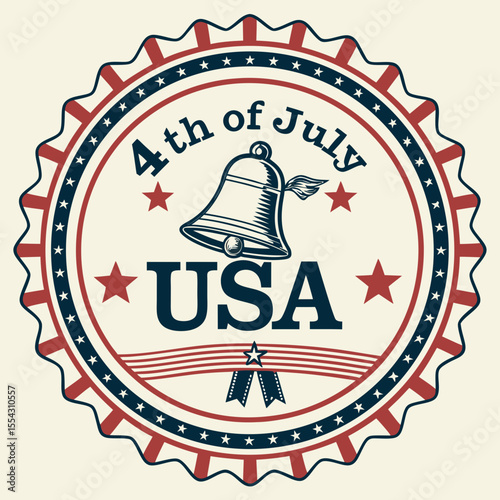 4th of July Vintage Typography Banner – Retro Patriotic Design | Independence Day Vintage Banner – Classic Typography Style | Retro 4th of July Banner – Old School Lettering and Stars