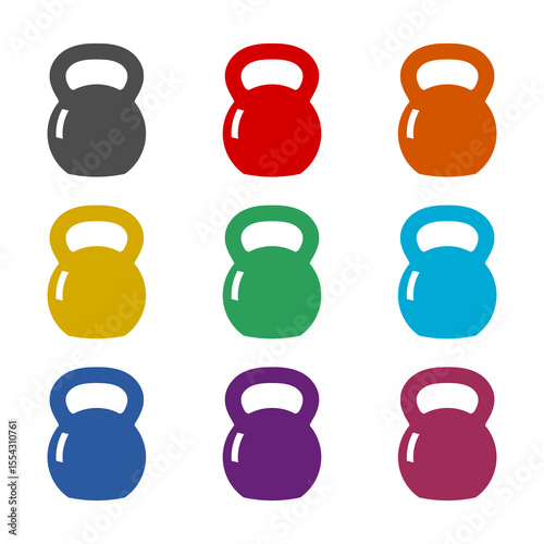 Kettlebell icon isolated on white background. Set icons colorful
