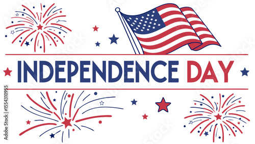 4th of July Vintage Typography Banner – Retro Patriotic Design | Independence Day Vintage Banner – Classic Typography Style | Retro 4th of July Banner – Old School Lettering and Stars