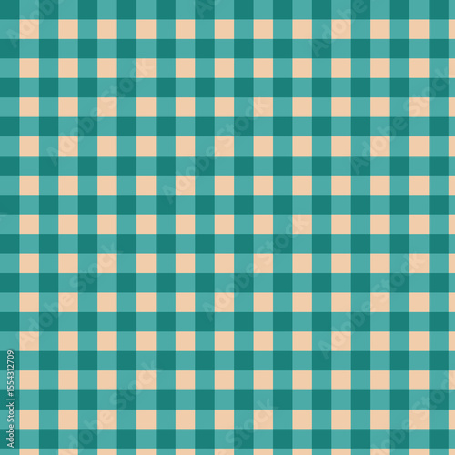 Teal and Beige Gingham Pattern Background