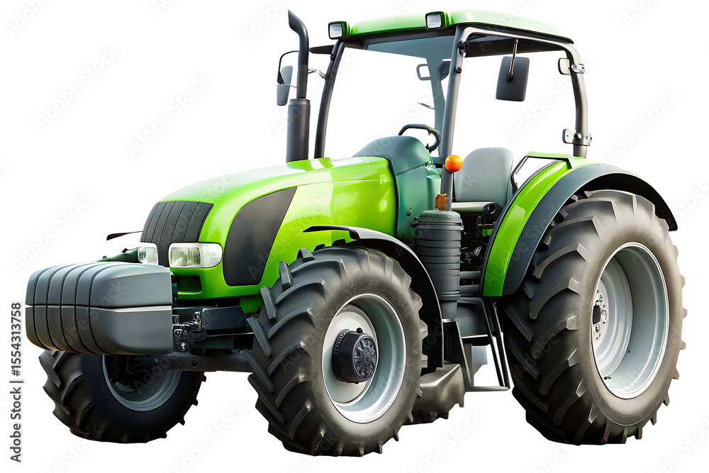 Obraz premium Modern green tractor isolated on a white background png ai generated
