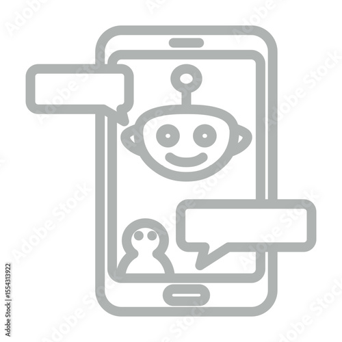 Conversational AI Vector Line Grey Icon Design