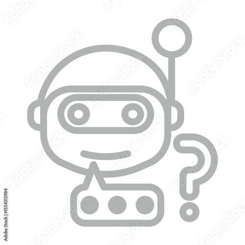 Answer Bot Vector Line Grey Icon Design