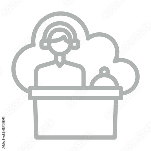 Virtual Reception Vector Line Grey Icon Design