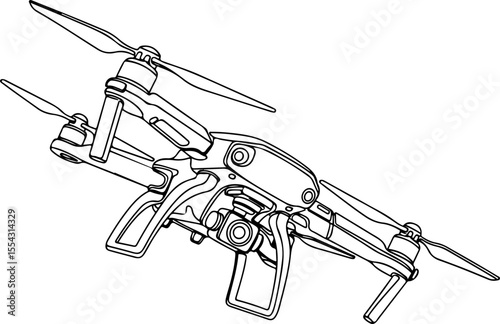 One-Line Vector Art of a Futuristic Drone – Sleek and Minimalist Tech in Motion