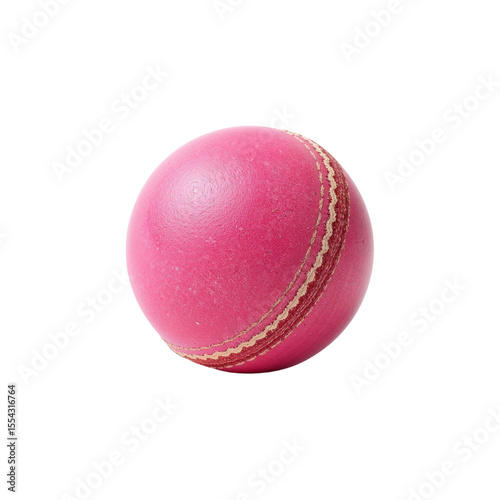 Pink cricket ball on white background  