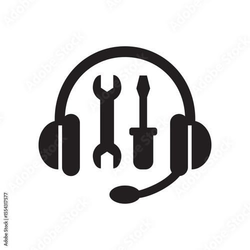 headset headphone icon. customer service icon. help and support symbol. icon symbol compatible for technical support, service hotline, information center. vector illustration.