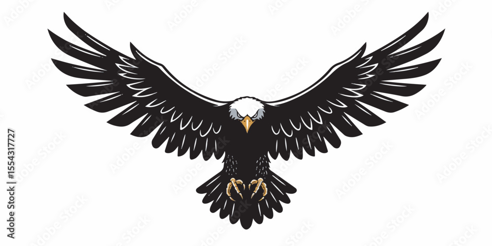 Obraz premium Bold Vector Illustration of a Flying Eagle