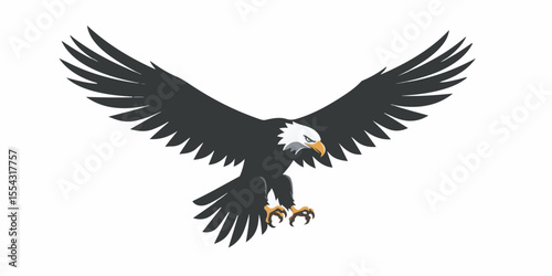 A powerful vector illustration of an eagle in mid-flight with wings fully spread