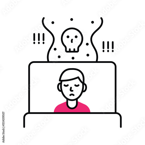Poor Sleep Vector Filled outline illustration style icon. EPS 10 file