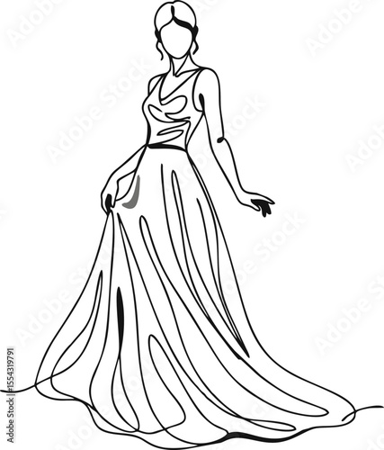 One-Line Vector of a Charismatic Fashion Model – Elegant Minimalist Style