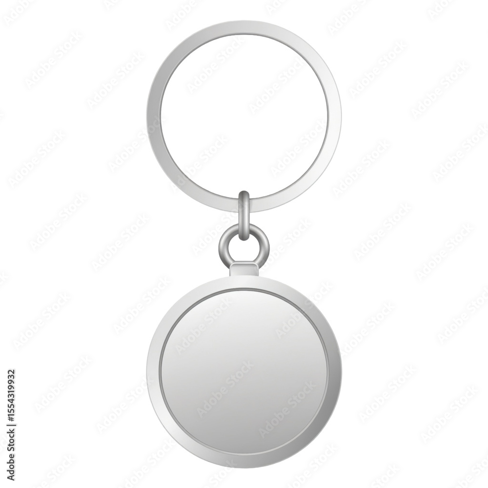 Keychain with ring illustration representing personal accessory for holding keys, isolated on white background Keychain with ring illustration representing personal accessory for holding keys, isolated on white background