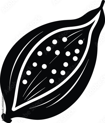 Cocoa Bean Pod Silhouette Icon