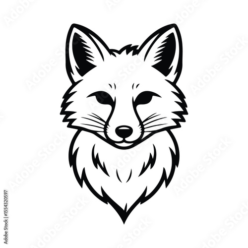 Black outline silhouette of fox vector illustration
