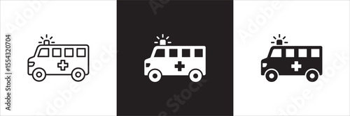 Ambulance car icon. Emergency help ambulance car icon. First aid rescue vehicle symbol. Icon symbol compatible for ambulance, emergency help, rescue, hospital car. Vector illustration.