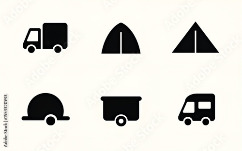 Camping Icons - Black Series. High quality