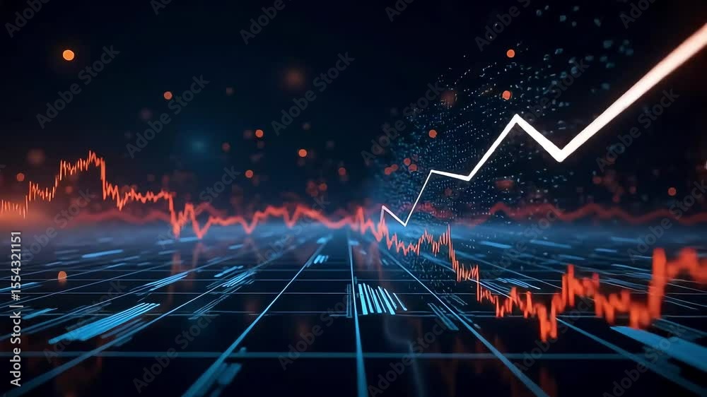 An upward trending stock market chart shows growth and positive financial trends, useful for business backgrounds.