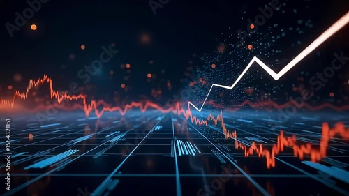 An upward trending stock market chart shows growth and positive financial trends, useful for business backgrounds.