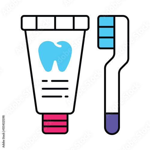 Tooth brush Vector Filled outline illustration style icon. EPS 10 file