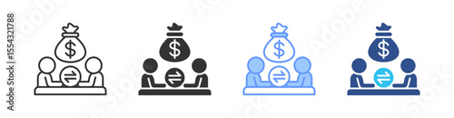Negotiation Multi Style Icon Set Vector 