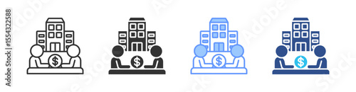 Broker Multi Style Icon Set Vector 