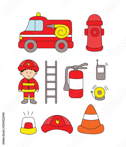 Cute hand drawn fire extinguisher illustration collection