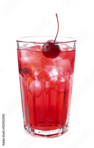 Wallpaper Mural Tasty cherry soda water with ice cubes and berry isolated on white Torontodigital.ca