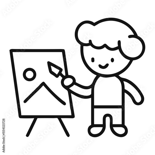 Child Drawing Picture Icon for Educational Blogs, School Websites, Clipart, Awareness Campaigns, Presentations, Stationery Design