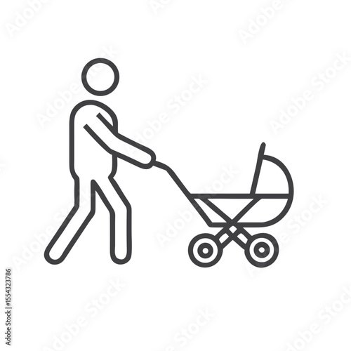 Parent Pushing Stroller Icon for Parenting Blogs, Baby Care Websites, Family Activity Guides, Urban Lifestyle Materials and New Parent Resources