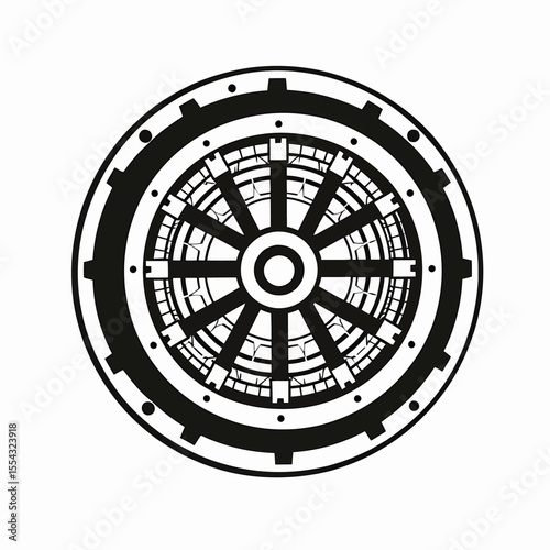 Powerful industrial design abstract wheel captivating intricate detail