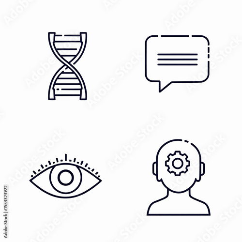 Genetic Vision Cognition Innovation Breakthrough  Science icons set pack