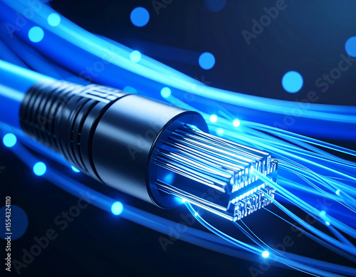 Fiber Optic Cable Connection: A captivating visual, emphasizing data transfer, global connectivity.